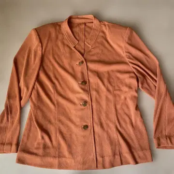 오렌지 리브 노카라 얇은 소재 자켓