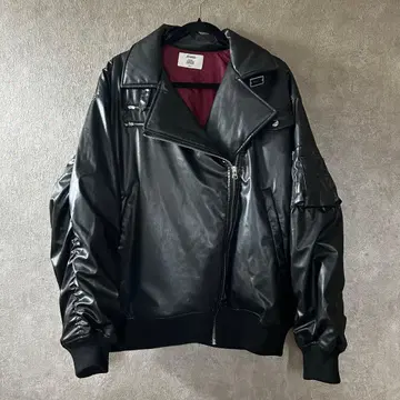 jouetie 인조 가죽 라이더 MA-1 자켓 블루종 블랙