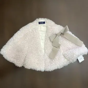 M's Gracy 연한 베이지 리본 포함 판초 새상품