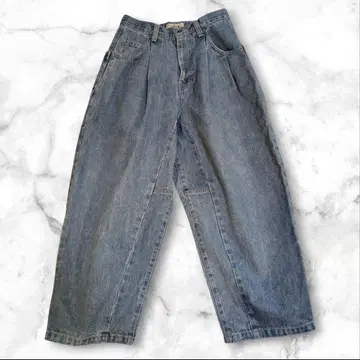 ZUCCA 라이트 블루 데님 배럴 레그 와이드 팬츠 사루엘