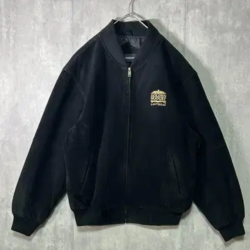 최고급 빈티지 스웨이드 가죽 봄버 자켓 금 자수 천연 가죽 블랙