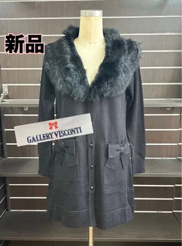 새상품 갤러리 비스콘티 토끼털 옷깃 니트 가디건 블랙 2