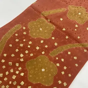 6668 벽돌색 오비 장식 천 순수 실크 꽃 금