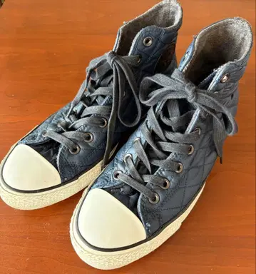 네이비 퀼팅 하이컷 스니커즈