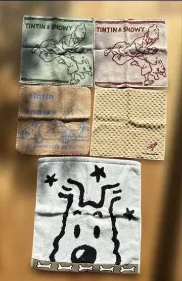 탕탕 TINTIN 타월 손수건 페이스타월 스노우이 5개