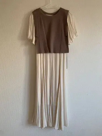 COCODEAL 숏 베스트 x 벌룬 슬리브 원피스 세트