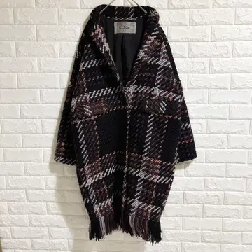 [손세탁 가능] 안티카 프린지 체크 코트 antiqua 자수 트위드