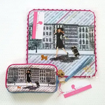 새상품 ReikoAoki 레이코 아오키 W 지퍼 파우치 타월 손수건 세트