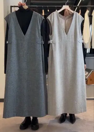 새상품급 울 V넥 슬리브리스 원피스