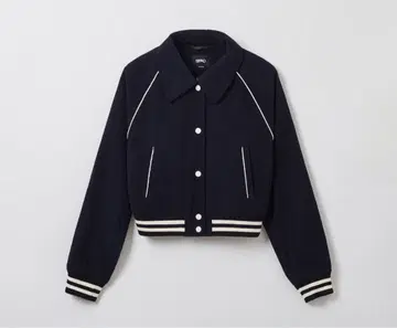 SPAO 네이비 파이핑 바시티 자켓