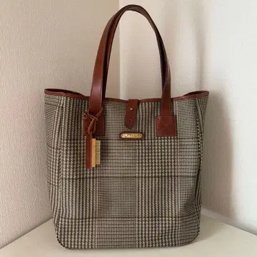 폴로 랄프로렌 하운드투스 패턴 토트백 브러쉬 포함