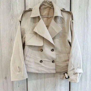 트렌치코트 [ M ] 베이지 더블 브레스트 숏 기장 캐주얼