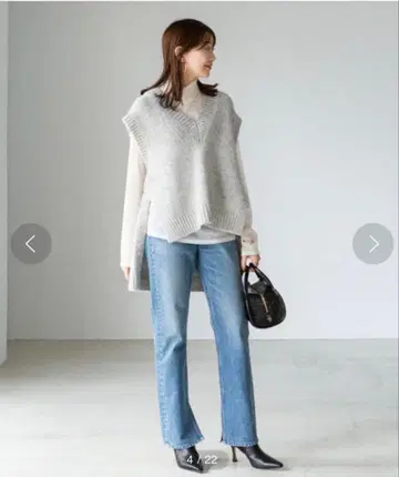 NOBLE 알파카 MIX 롱 슬릿 니트 베스트