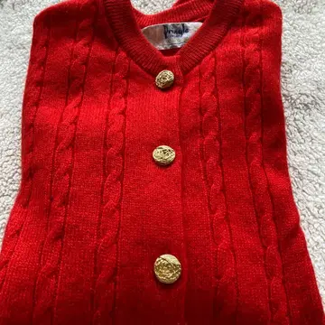 Pringle 캐시미어 레드 가디건 36