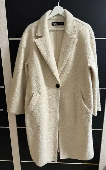 ZARA 보아풍 롱 코트 크림
