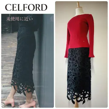 [셀퍼드] 리본 레이스 스커트 / BLACK / 34