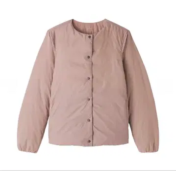 새상품 무인양품 경량 다운 포켓터블 노카라 자켓 스모키 핑크