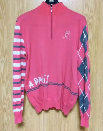 CASTERMAG 남성용 핑크 캐시미어 100% 하프 지퍼 스웨터