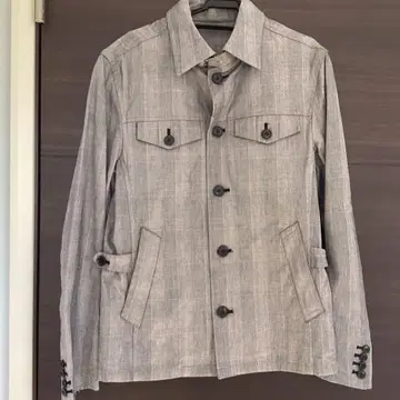 남성용 비기 그레이 체크 무늬 코튼 혼방 자켓