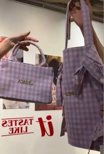 LAVANDA 우노 미사코 pop up 한정 컬러 체크 토트백