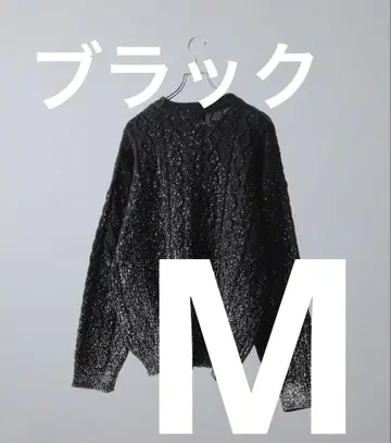 CLEL 박 프린트 케이블 크루넥 니트 M 블랙