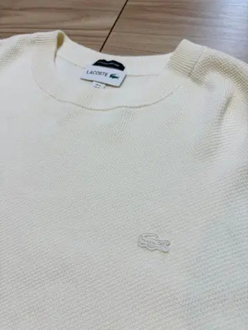 LACOSTE 아이보리 크루넥 코튼 니트 US M