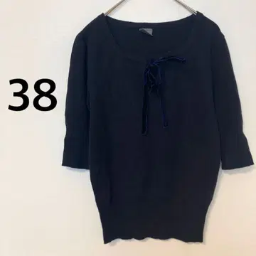 아르센 잉크 오부 소매 니트 [ M ] 스웨터 리본 울 블렌드 네이비