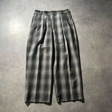 빈티지 체크 옴브레 2턱 와이드 슬랙스 레트로