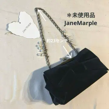 *미사용품 JaneMarple 벨벳 소재 리본 가마구치 체인 bag