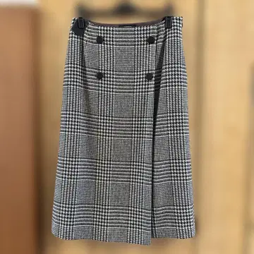 UNTITLED 체크 무늬 더블 버튼 스커트 42호