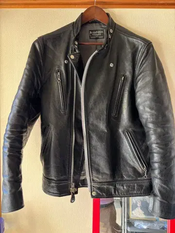블랙 가죽 싱글 라이더 자켓