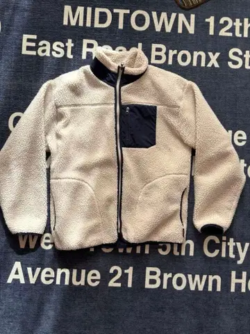 플리스 자켓 크림색 네이비