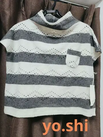 [ 미사용 새상품 ] yo.shi 보더 무늬 돌먼 슬리브 베스트