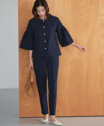 [ 새상품 ] 펄 버튼 자켓 셋업