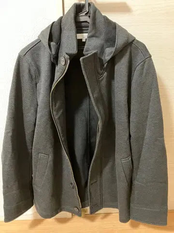 그레이 맨투맨 자켓 후드 부착