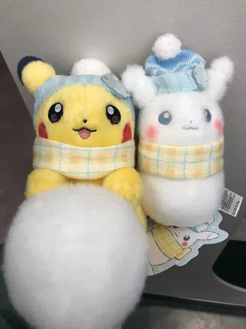 2세트 포켓몬 봉제 인형 피카츄와 눈놀이 피카츄 눈사람