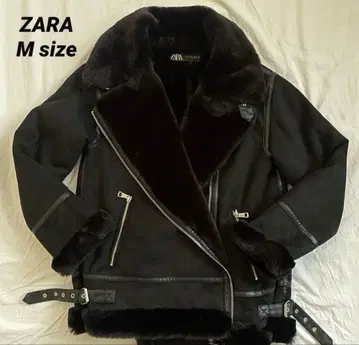 ZARA 자라 인조 모피 더블 페이스 자켓 무스탕 블랙 M