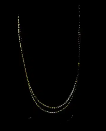 목걸이 더블 체인, 큐빅 (작은 알갱이 2mm), 골드