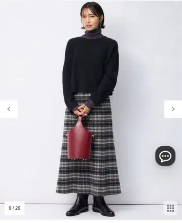 23구 샤기 체크 스커트 36