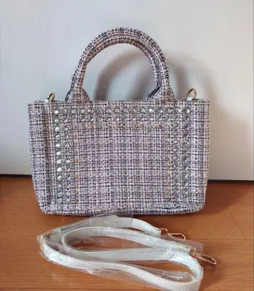 [ 택 포함 미사용 새상품 ] Delyle noir 핑크 트위드 백