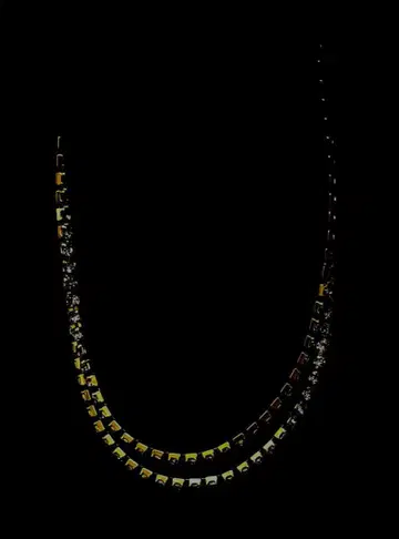 목걸이 더블 체인, 큐빅 (대형 4mm), 골드