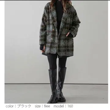 AMELY 체크 무늬 체스터 코트