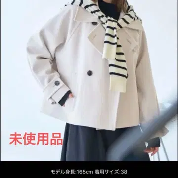 로페피크닉 미사용 베이지 더블 브레스트 피 코트 38