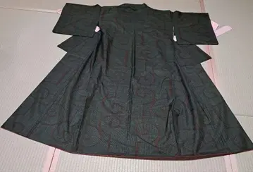 오시마 명주 기모노 순수 실크 그린
