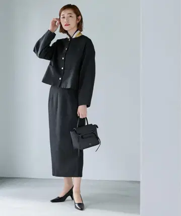 [YOURS] 크롭 트위드 자켓 트위드 펜슬 스커트 셋업