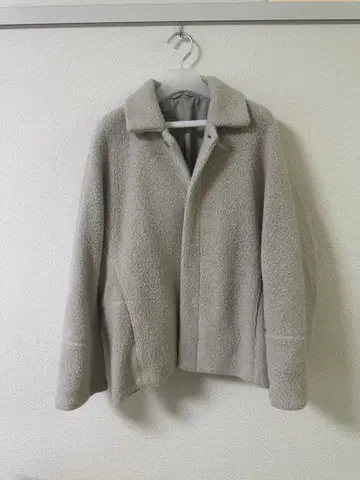 재생 울 혼방 보아 코트 라이트 베이지 M 신사