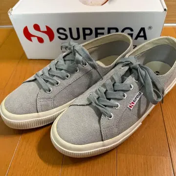 미사용 SUPERGA 그레이 스웨이드 스니커즈 38/24cm