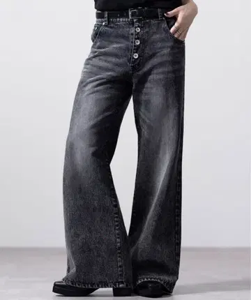 CLEL 빈티지 디자인 탈론 데님 플레어 팬츠 블랙 계열 S