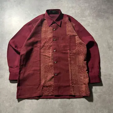 빈티지 레드 절개 일본풍 패턴 레트로 유럽풍 디자인 셔츠