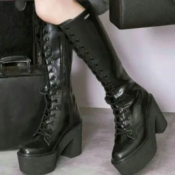 eatme 레이스업 롱 부츠 S 사이즈